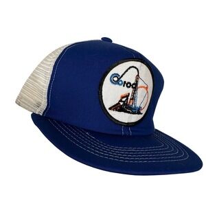 Vintage Corod Blue White Trucker Hat Oilfield Rig Patch Snapback USA Made OSFA